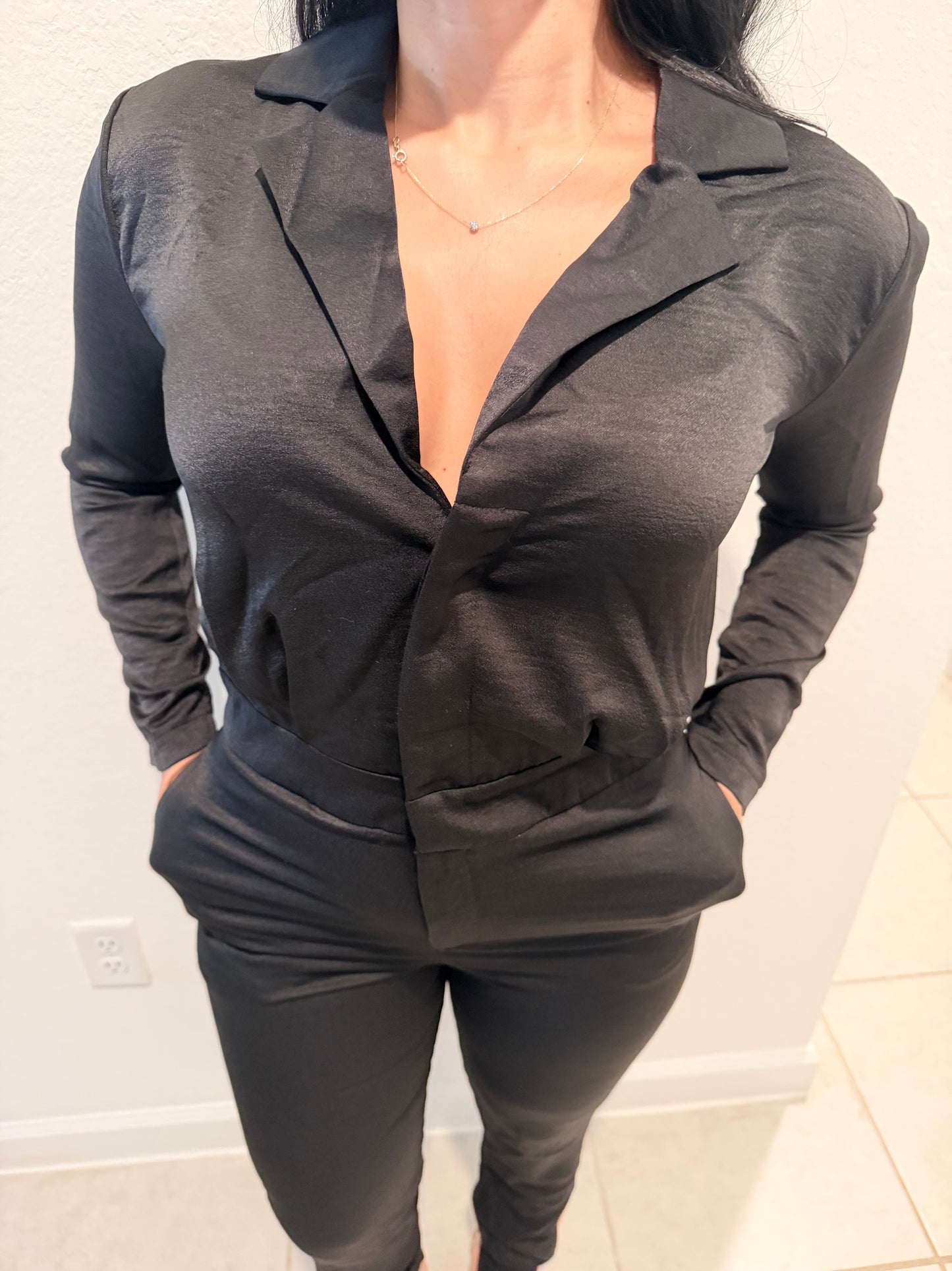 Black Jumpsuit satin