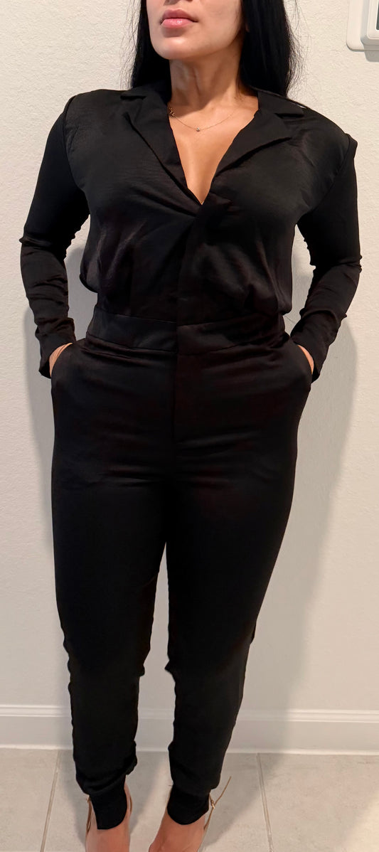Black Jumpsuit satin